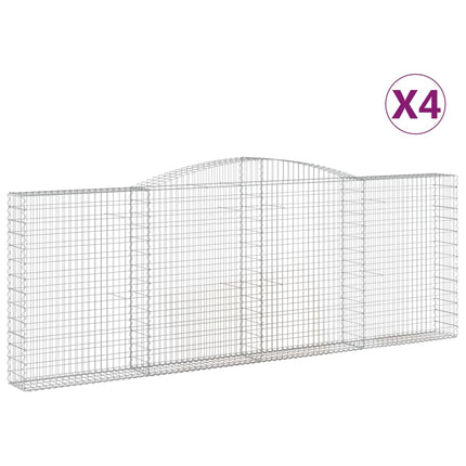 Gabioner bågformade 4 st 400x30x140/160 cm galvaniserat järn