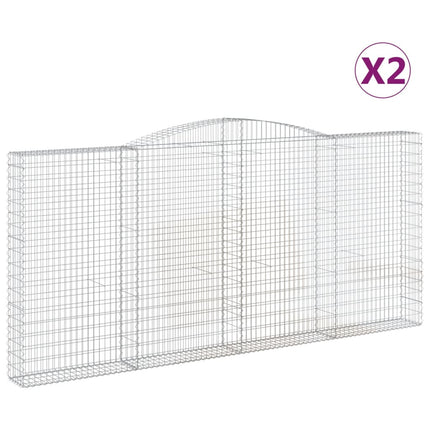 Gabioner bågformade 2 st 400x30x180/200 cm galvaniserat järn