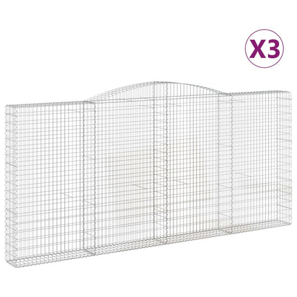 Gabioner bågformade 3 st 400x30x180/200 cm galvaniserat järn