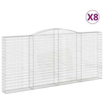 Gabioner bågformade 8 st 400x30x180/200 cm galvaniserat järn