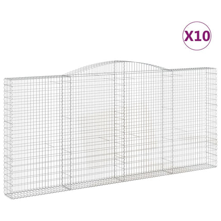Gabioner bågformade 10 st 400x30x180/200 cm galvaniserat järn