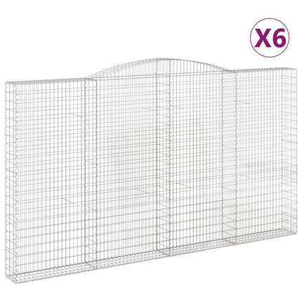 Gabioner bågformade 6 st 400x30x220/240 cm galvaniserat järn