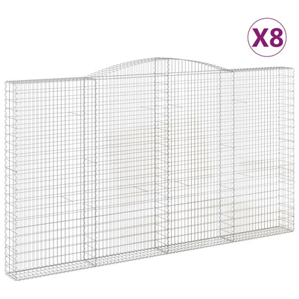 Gabioner bågformade 8 st 400x30x220/240 cm galvaniserat järn
