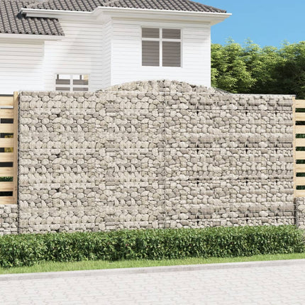 Gabioner bågformade 9 st 400x30x220/240 cm galvaniserat järn