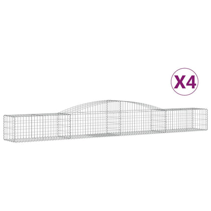 Gabioner bågformade 4 st 400x50x40/60 cm galvaniserat järn