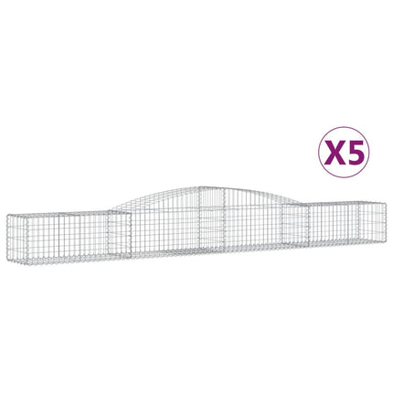 Gabioner bågformade 5 st 400x50x40/60 cm galvaniserat järn
