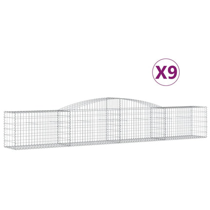 Gabioner bågformade 9 st 400x50x60/80 cm galvaniserat järn