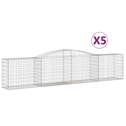 Gabioner bågformade 5 st 400x50x80/100 cm galvaniserat järn