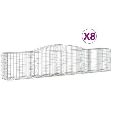 Gabioner bågformade 8 st 400x50x80/100 cm galvaniserat järn