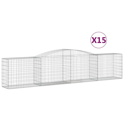 Gabioner bågformade 15 st 400x50x80/100 cm galvaniserat järn