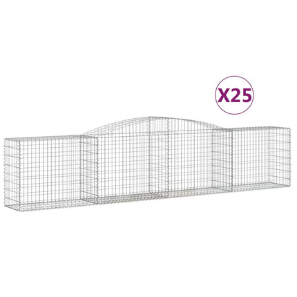 Gabioner bågformade 25 st 400x50x80/100 cm galvaniserat järn