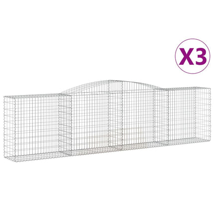 Gabioner bågformade 3 st 400x50x100/120 cm galvaniserat järn