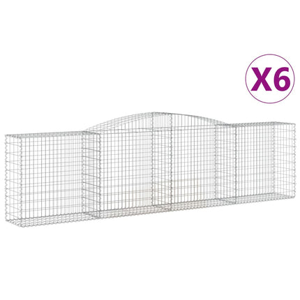 Gabioner bågformade 6 st 400x50x100/120 cm galvaniserat järn