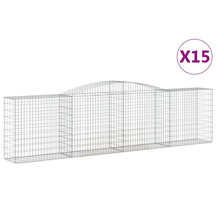 Gabioner bågformade 15 st 400x50x100/120 cm galvaniserat järn
