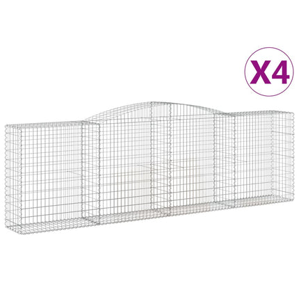 Gabioner bågformade 4 st 400x50x120/140 cm galvaniserat järn