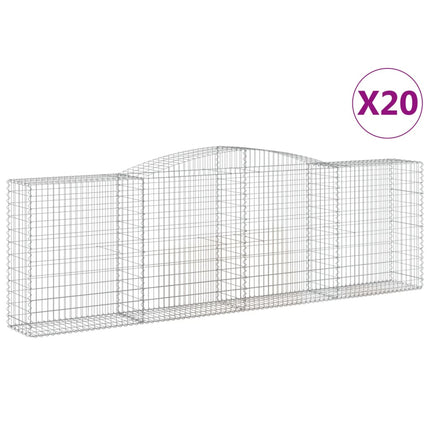 Gabioner bågformade 20 st 400x50x120/140 cm galvaniserat järn