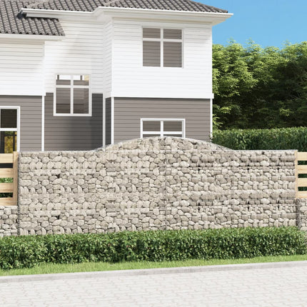 Gabioner bågformade 2 st 400x50x140/160 cm galvaniserat järn