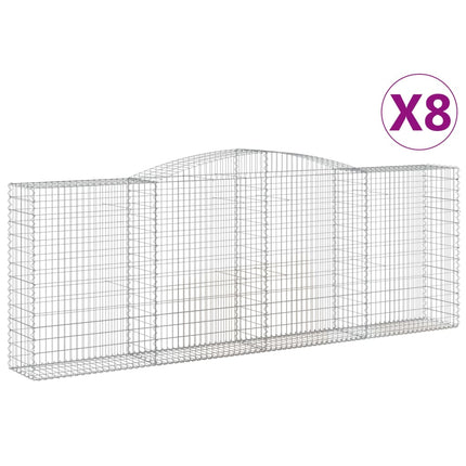 Gabioner bågformade 8 st 400x50x140/160 cm galvaniserat järn