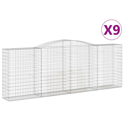 Gabioner bågformade 9 st 400x50x140/160 cm galvaniserat järn