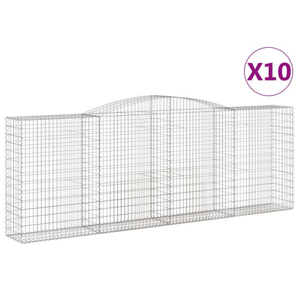 Gabioner bågformade 10 st 400x50x140/160 cm galvaniserat järn