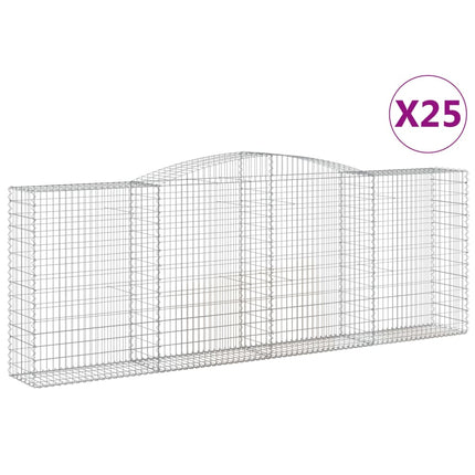 Gabioner bågformade 25 st 400x50x140/160 cm galvaniserat järn