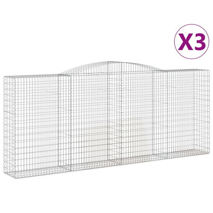 Gabion bågformad 3 st 400x50x160/180 cm galvaniserat järn