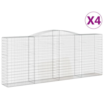 Gabion bågformad 4 st 400x50x160/180 cm galvaniserat järn