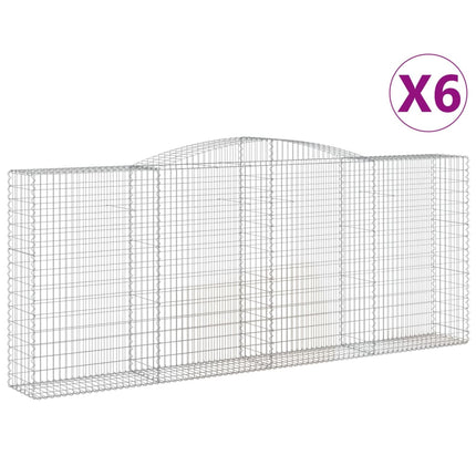 Gabion bågformad 6 st 400x50x160/180 cm galvaniserat järn