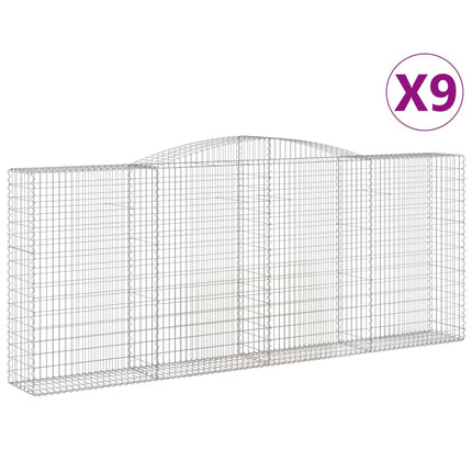 Gabion bågformad 9 st 400x50x160/180 cm galvaniserat järn