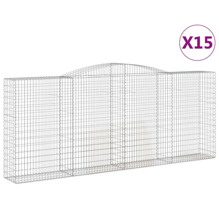 Gabion bågformad 15 st 400x50x160/180 cm galvaniserat järn