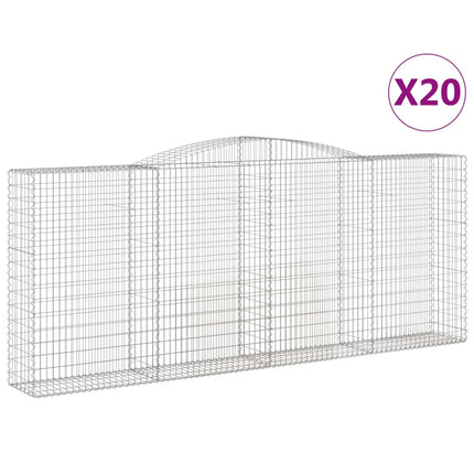 Gabion bågformad 20 st 400x50x160/180 cm galvaniserat järn