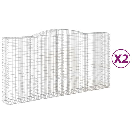 Gabioner bågformade 2 st 400x50x200/220 cm galvaniserat järn