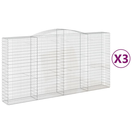 Gabioner bågformade 3 st 400x50x200/220 cm galvaniserat järn