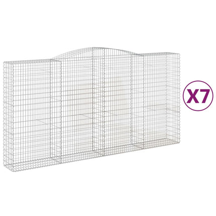 Gabioner bågformade 7 st 400x50x200/220 cm galvaniserat järn