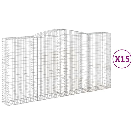 Gabioner bågformade 15 st 400x50x200/220 cm galvaniserat järn