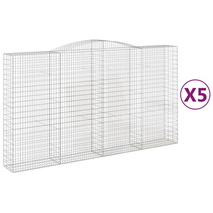 Gabioner bågformade 5 st 400x50x220/240 cm galvaniserat järn