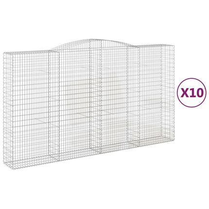 Gabioner bågformade 10 st 400x50x220/240 cm galvaniserat järn