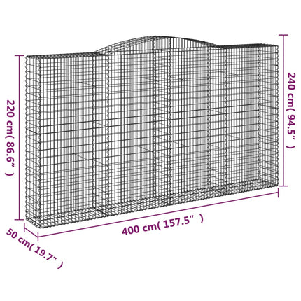 Gabioner bågformade 10 st 400x50x220/240 cm galvaniserat järn