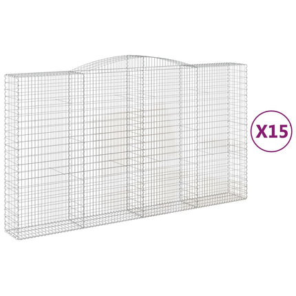 Gabioner bågformade 15 st 400x50x220/240 cm galvaniserat järn