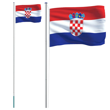 Kroatiens flagga med flaggstång 6,08 m aluminium