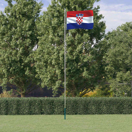Kroatiens flagga med flaggstång 6,08 m aluminium