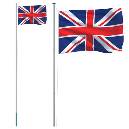 Storbritanniens flagga och flaggstång 6,08 m aluminium