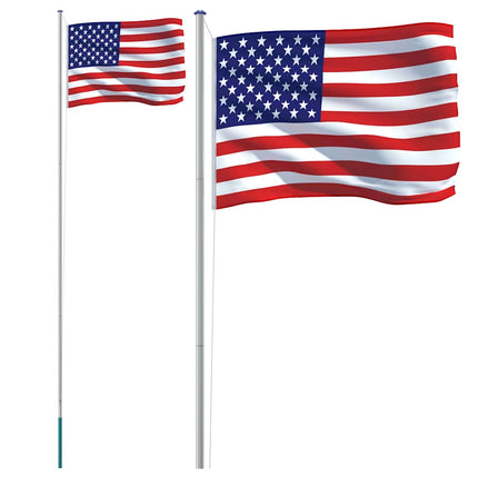 USAs flagga och flaggstång 6,08 m aluminium