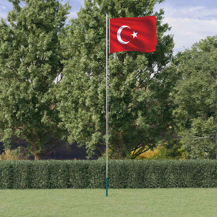 Turkiets flagga och flaggstång 6,08 m aluminium