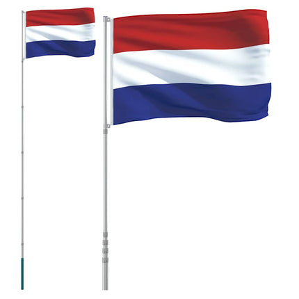 Nederländernas flagga och flaggstång 5,5 m aluminium