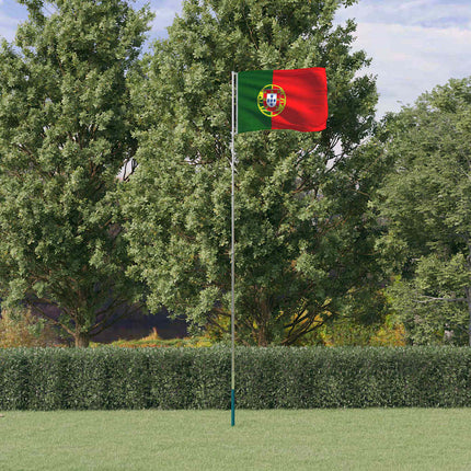 Portugals flagga och flaggstång 5,5 m aluminium
