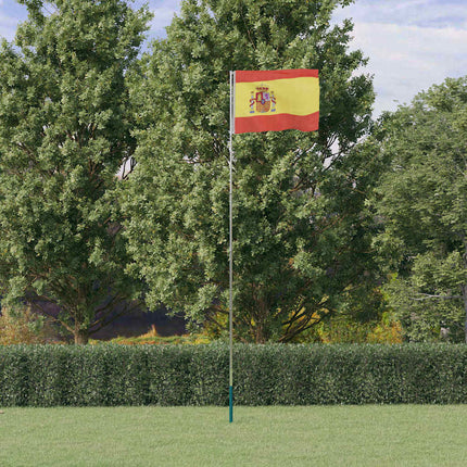 Spaniens flagga och flaggstång 5,5 m aluminium