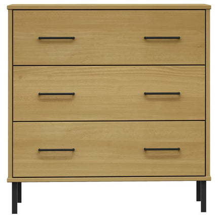 Byrå med 3 lådor brun OSLO 77x40x79,5 cm massivt trä