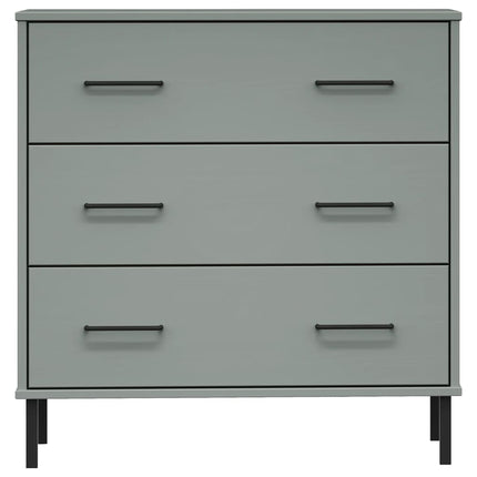 Byrå med 3 lådor OSLO grå 77x40x79,5 cm massivt trä