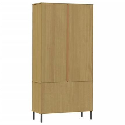 Bokhylla med metallben OSLO brun 85x35x172,5 cm massivt trä